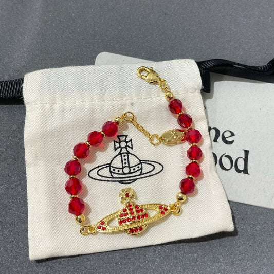 Vivienne Westwood Red Crystal Saturn Bracelet