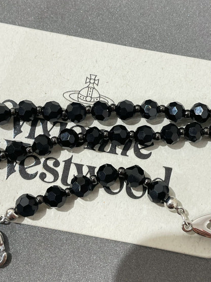 Vivienne Westwood Black Crystal Saturn Necklace