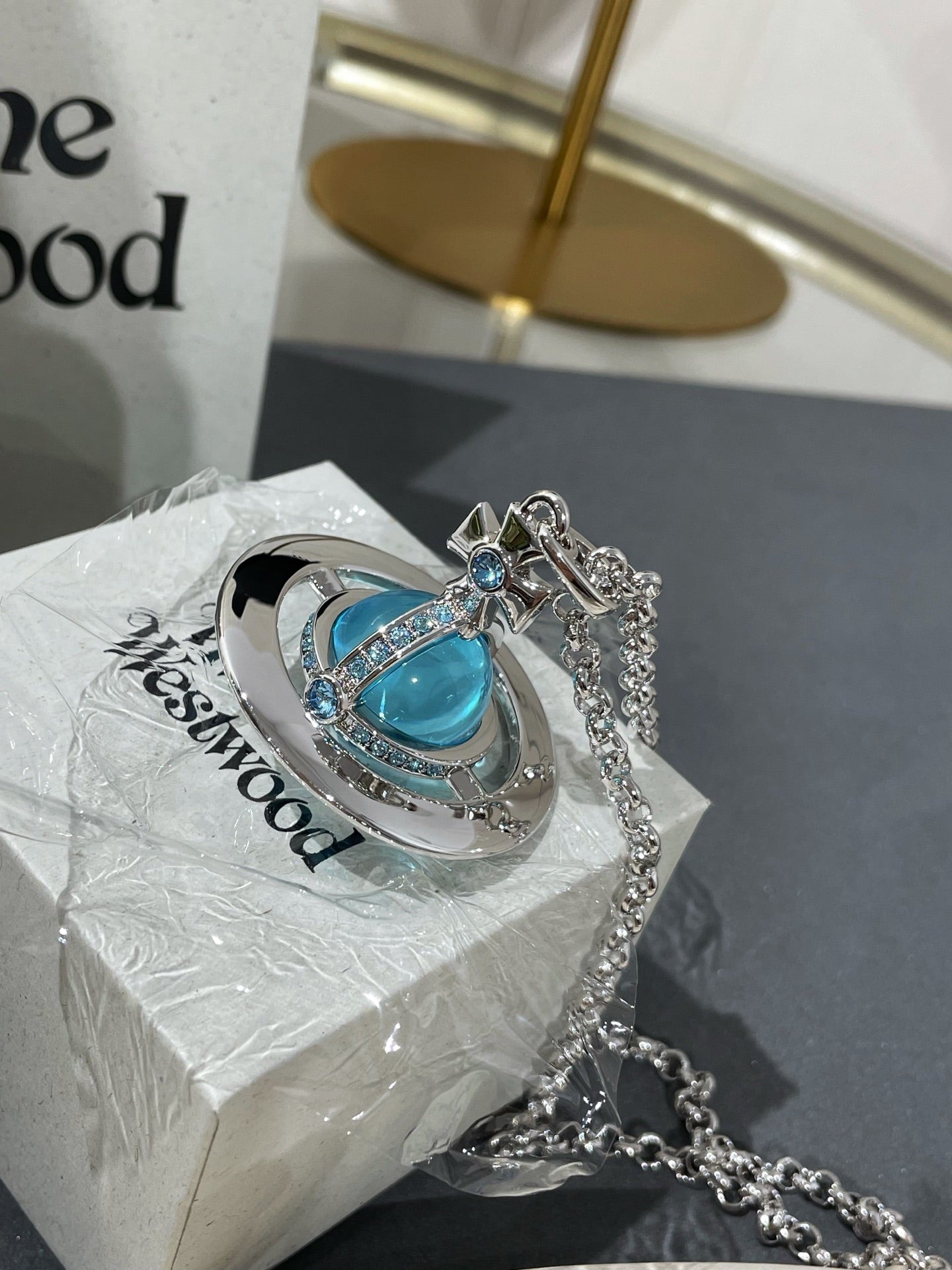 Vivienne Westwood Orb Necklace Silver Blue