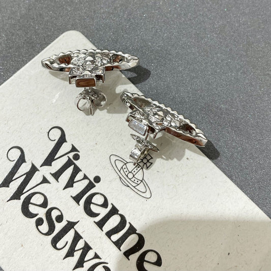 Vivienne Silver Studded Saturn Earring Sliver