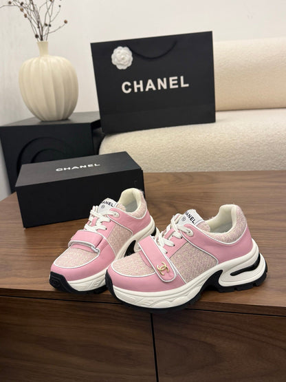 CC 26s Casual Sneaker Pink Tweed Leather 183602