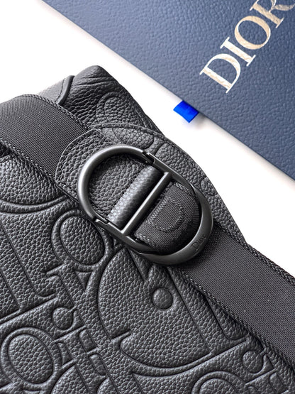 Dior 2026 Jett Flap Messenger Bag 25cm Black Grained Calfskin
