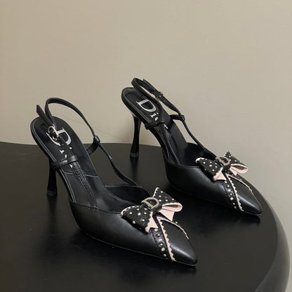 CD 26 Pointed Toe Slingback Black Sheepskin 632583