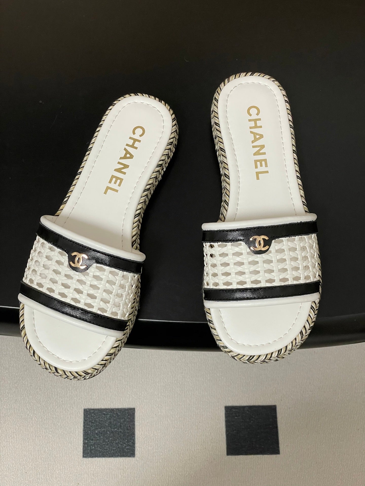CC 26s Platform Slippers White Cowhide 649458