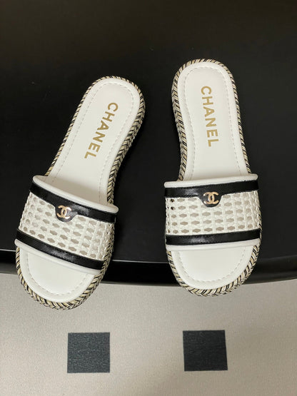 CC 26s Platform Slippers White Cowhide 649458