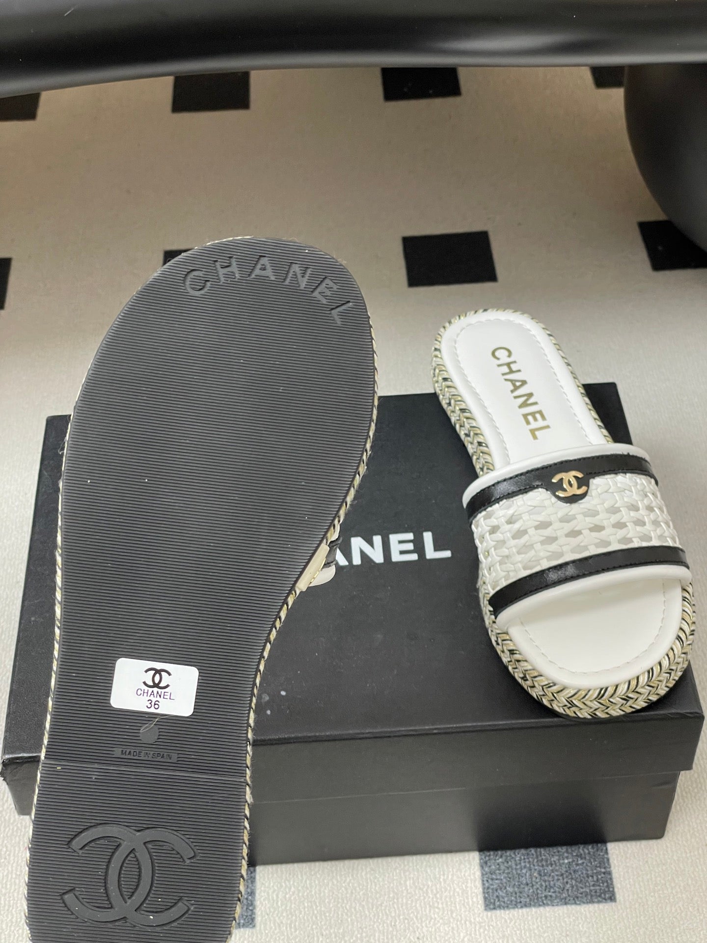 CC 26s Platform Slippers White Cowhide 649458