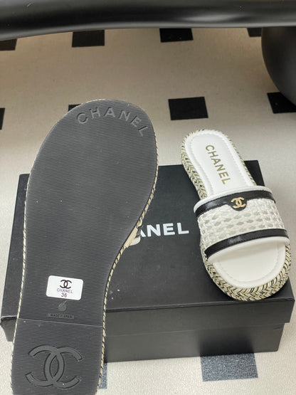CC 26s Platform Slippers White Cowhide 649458