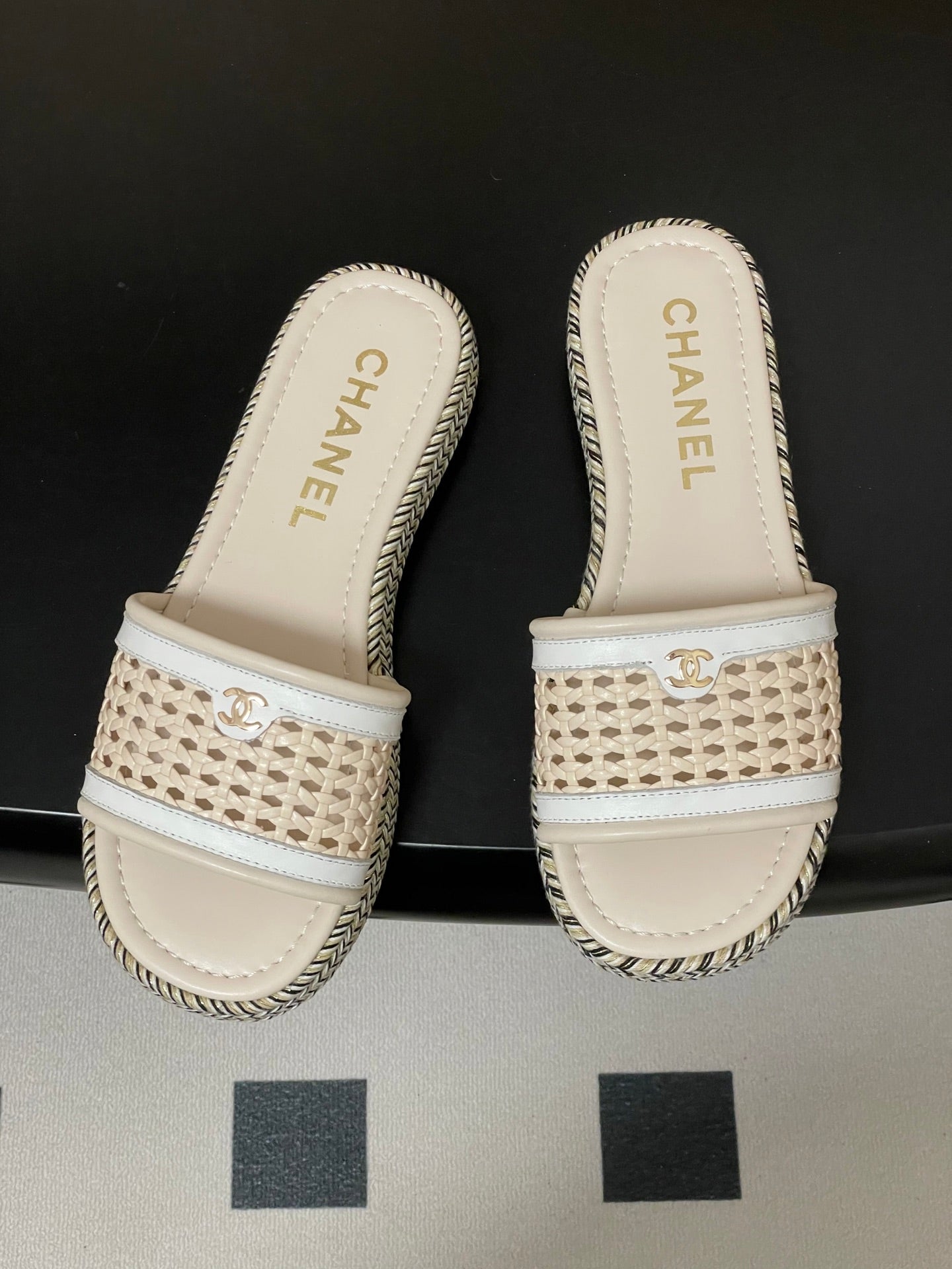 CC 26s Platform Slippers Light Beige Cowhide 649459