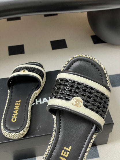 CC 26s Platform Slippers Black Cowhide 649461