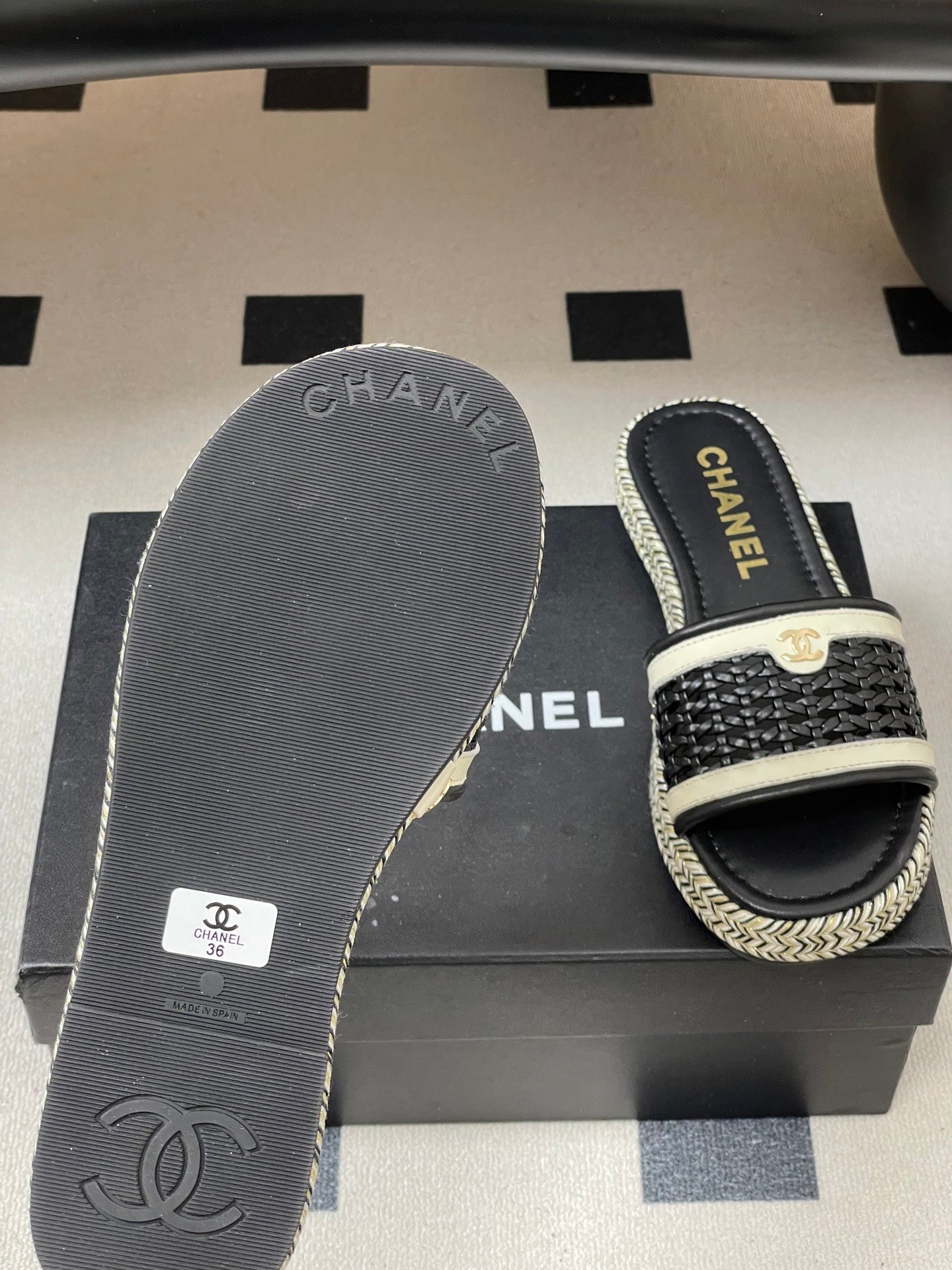CC 26s Platform Slippers Black Cowhide 649461