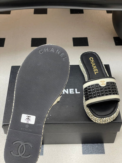 CC 26s Platform Slippers Black Cowhide 649461