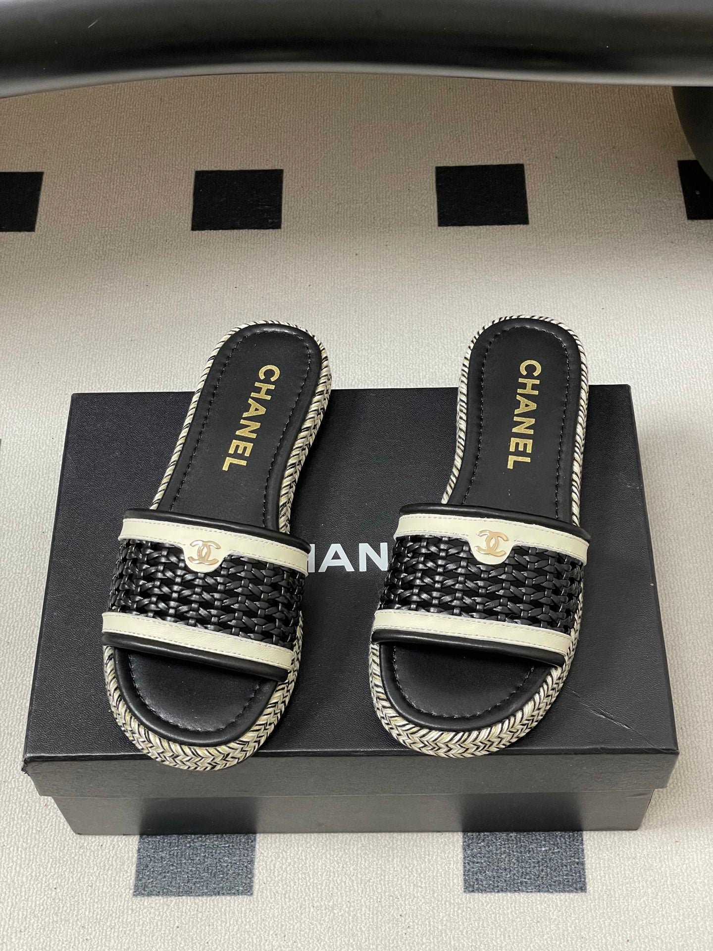 CC 26s Platform Slippers Black Cowhide 649461