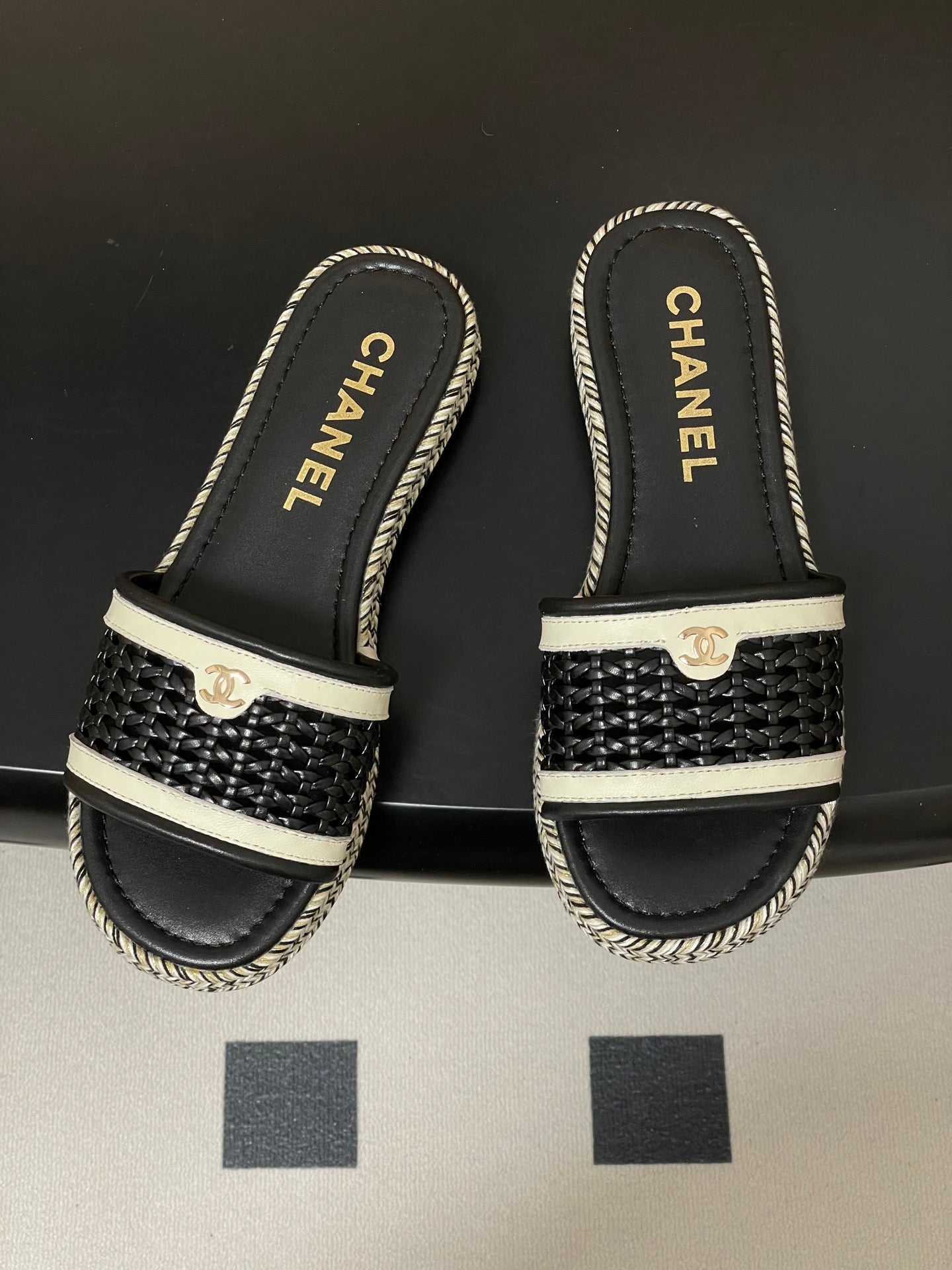 CC 26s Platform Slippers Black Cowhide 649461