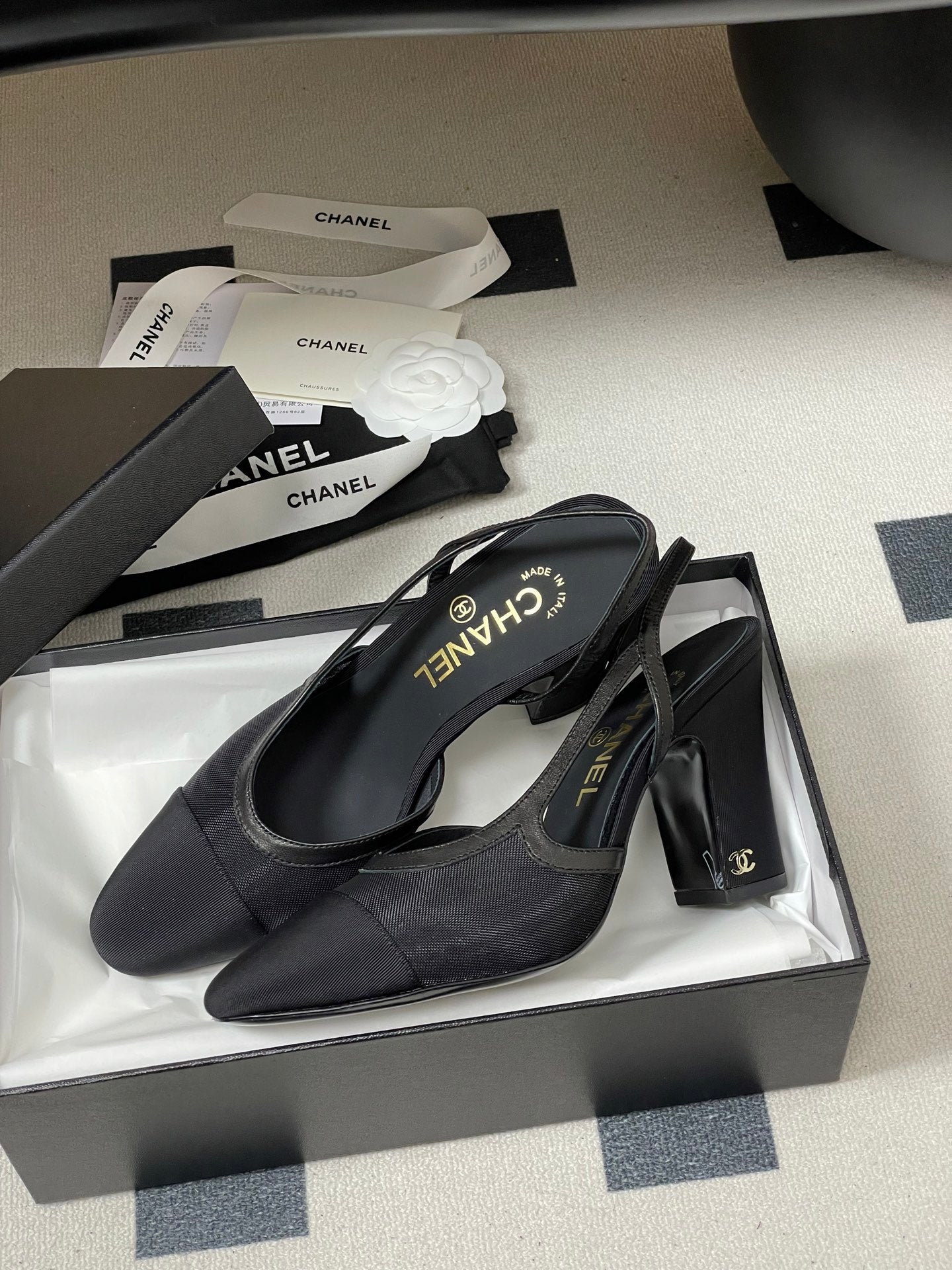 CC 26s Slingback 95mm Mesh Fabric Sheepskin