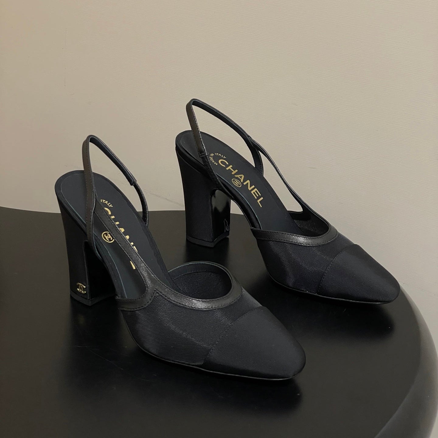 CC 26s Slingback 95mm Mesh Fabric Sheepskin