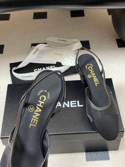 CC 26s Slingback 65mm Mesh Fabric Sheepskin