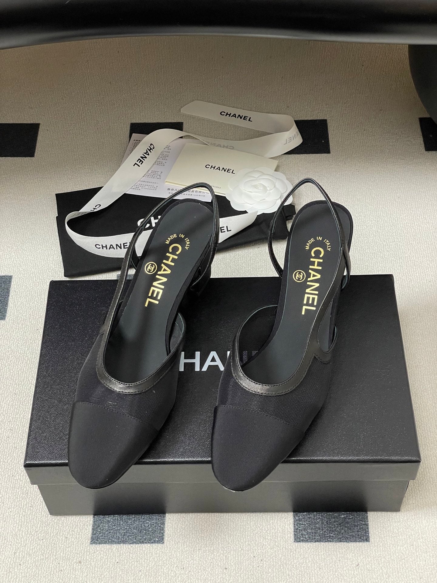 CC 26s Slingback 65mm Mesh Fabric Sheepskin
