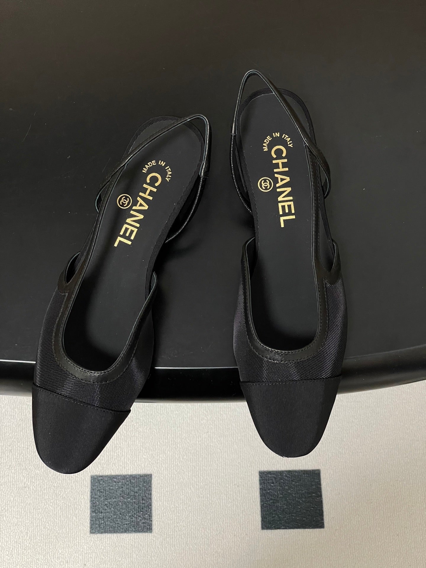 CC 26s Slingback Black Mesh Fabric Sheepskin 649450