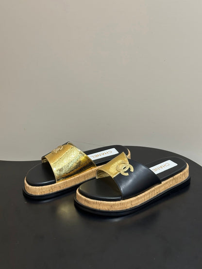 Chanel 2026 Double C Buckle Platform Sandals Sheepskin 834735