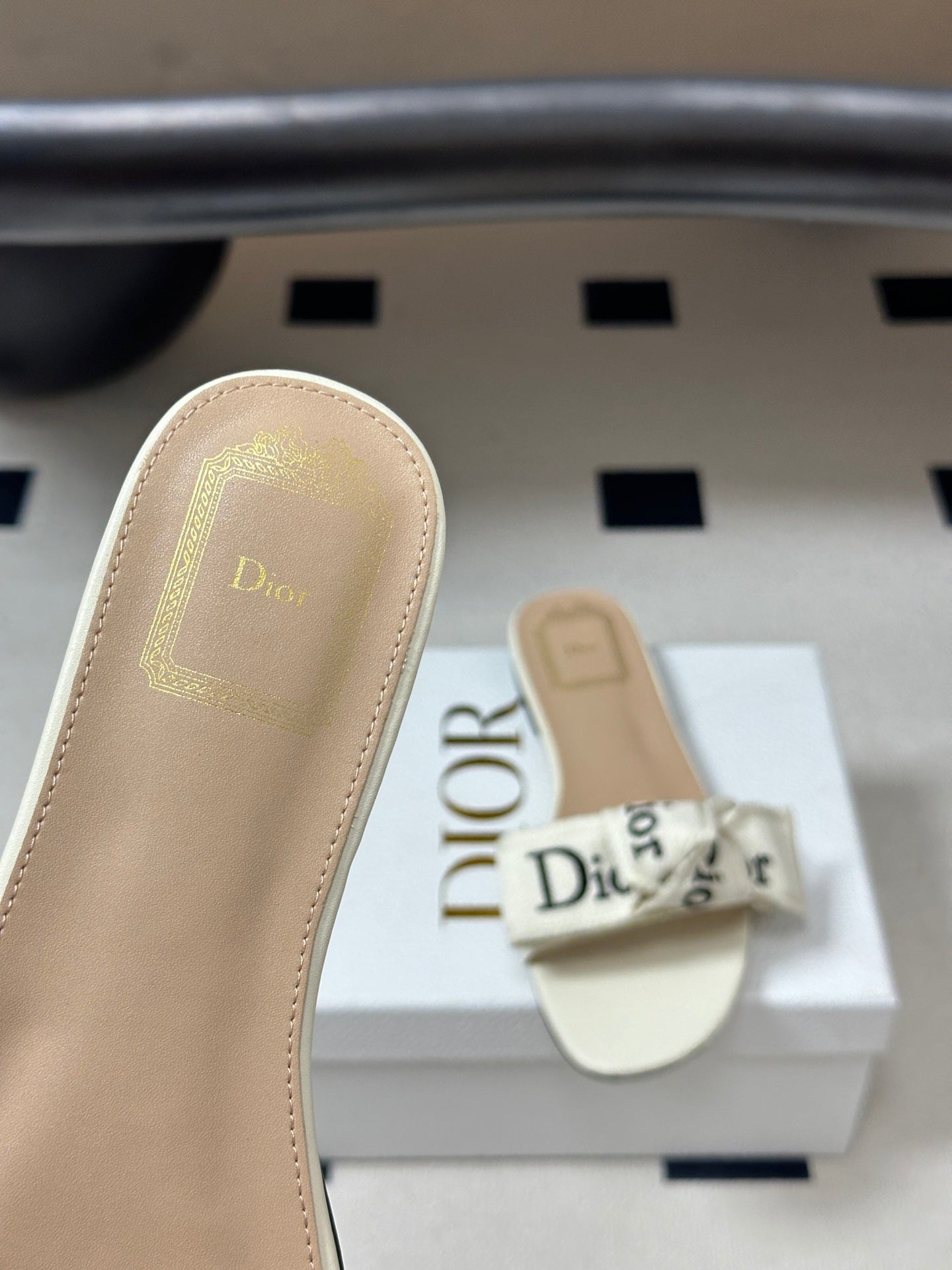 Dior 2026  J'Adior Classic Logo Webbing Bow Flat Sandals Fabric Leather 846993