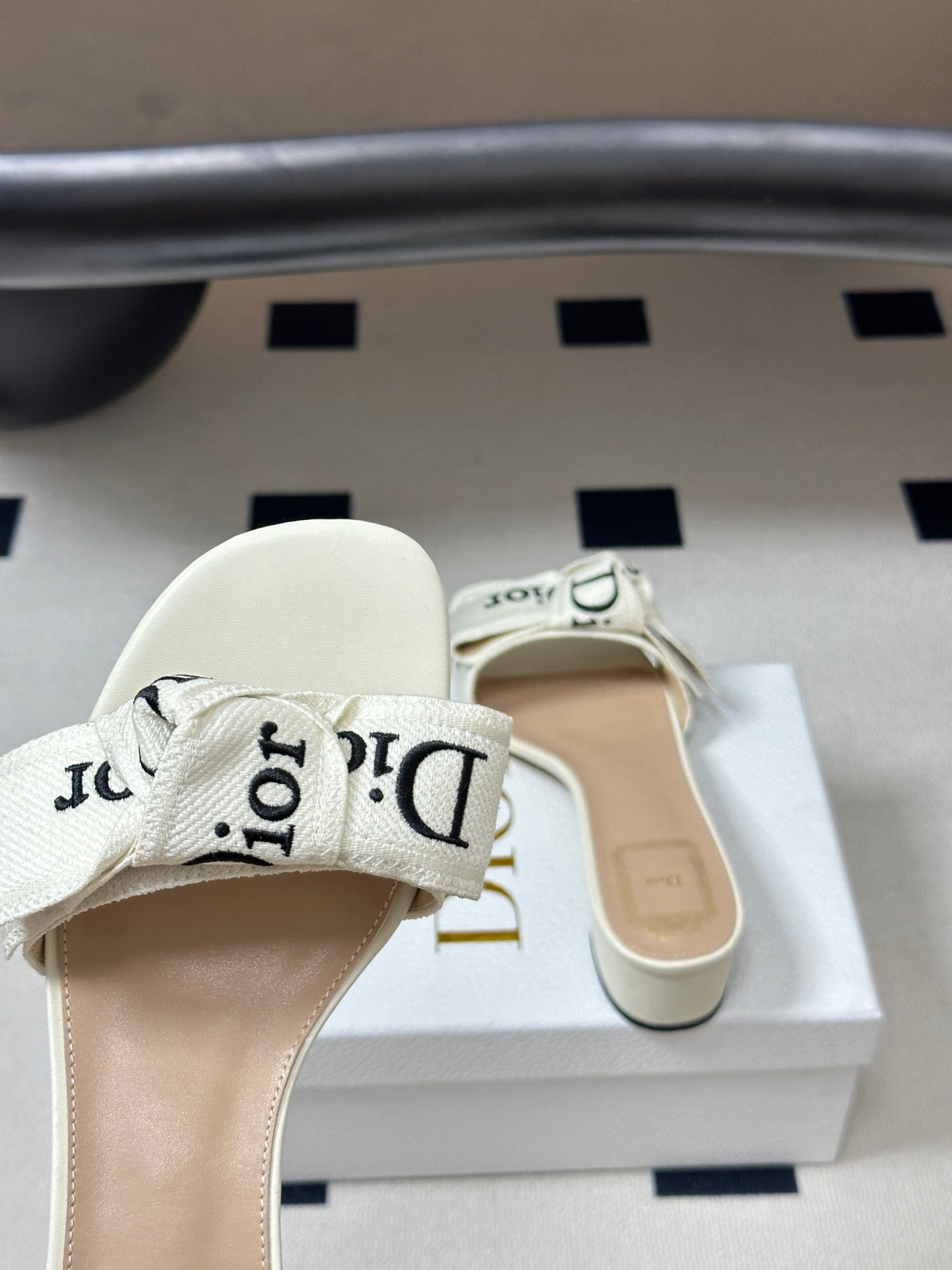 Dior 2026 J'Adior Classic Logo Webbing Bow Sandals 35mm Fabric Leather 846997
