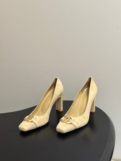 Chanel 2026 Double C Metal Buckle High Heels Leather Sheepskin 834663