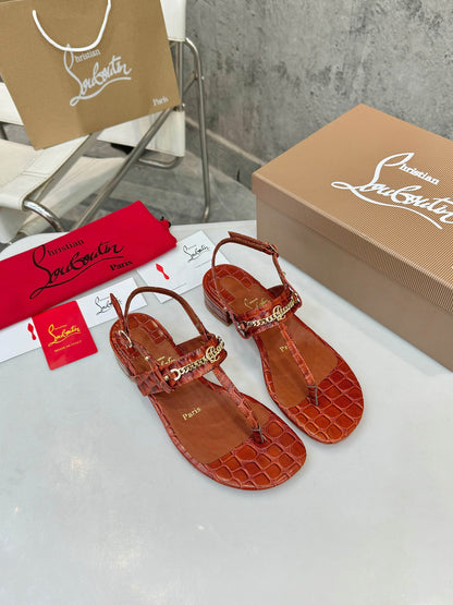 Christian Louboutin 2026 MJ Thong Sandals 25mm Croc-Effect Leather 780393