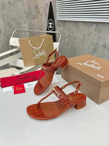 Christian Louboutin 2026 MJ Thong Sandals 25mm Croc-Effect Leather 780393