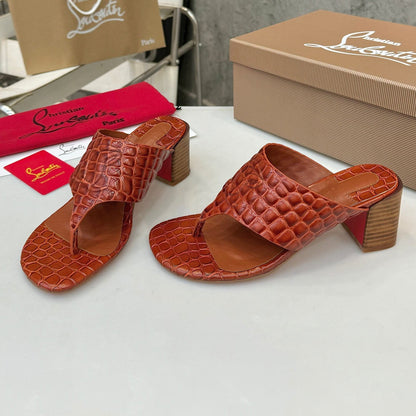 Christian Louboutin 2026 Tongamule Sandals 70mm Croc-Embossed Leather 780399