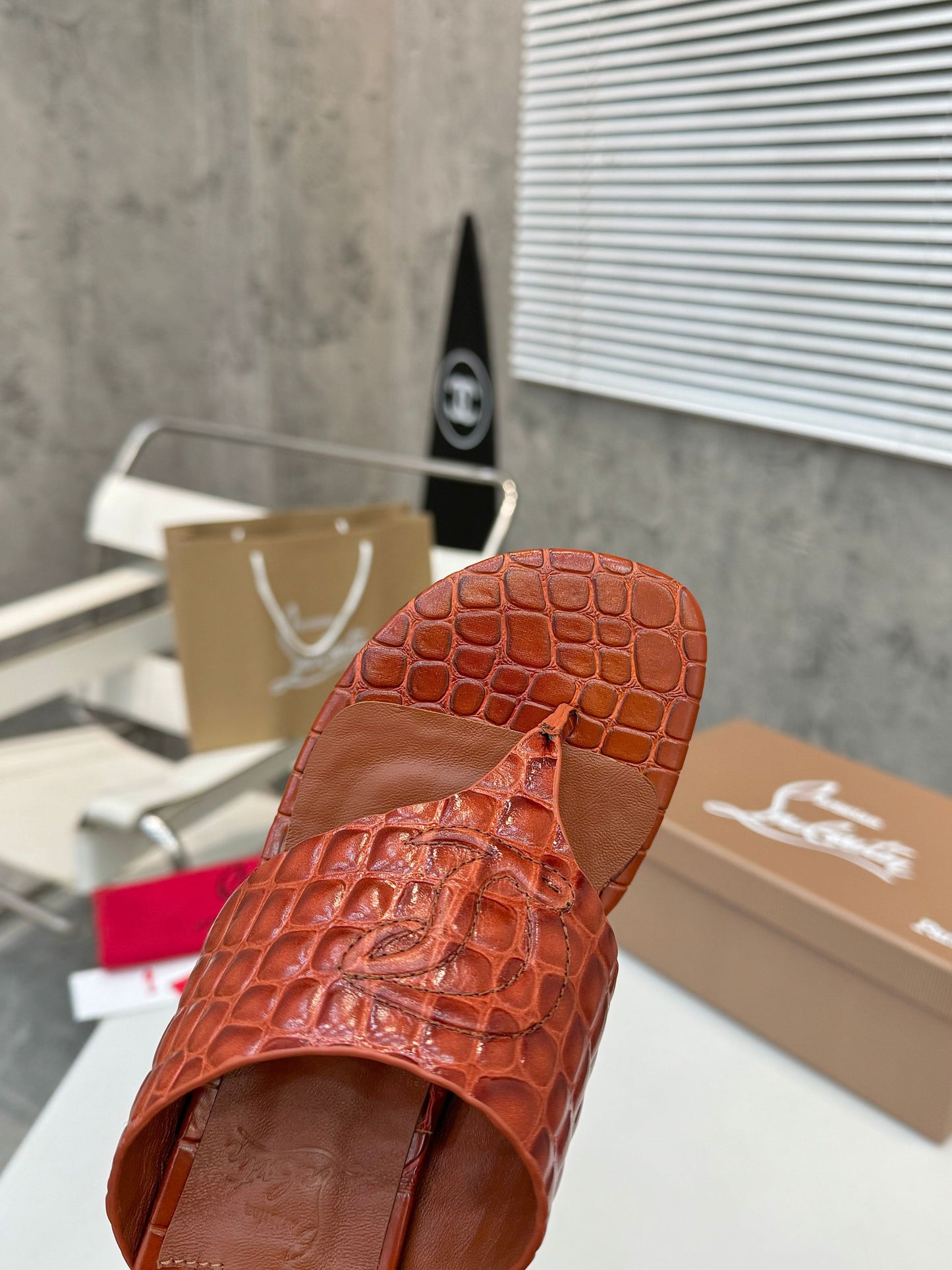 Christian Louboutin 2026 Tongamule Sandals 70mm Croc-Embossed Leather 780399
