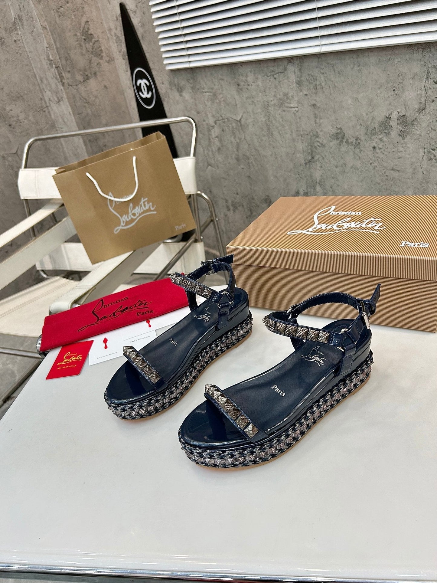 Christian Louboutin 2026 Pyraclou 60mm Wedge Sandals Leather 784246