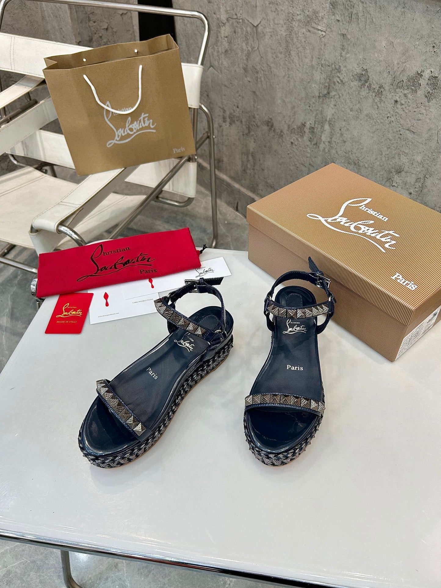 Christian Louboutin 2026 Pyraclou 60mm Wedge Sandals Leather 784246