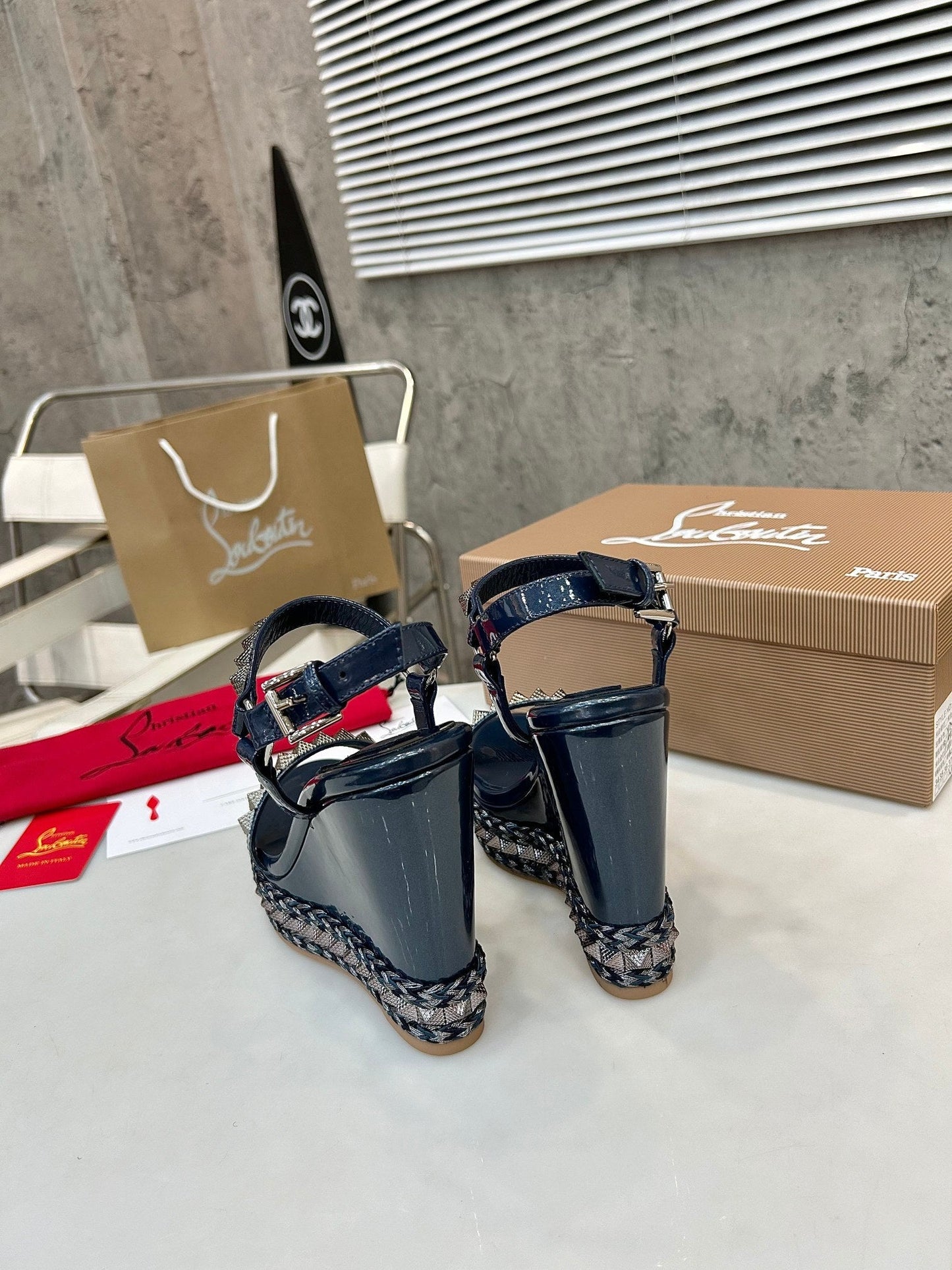 Christian Louboutin 2026 Nappa Mica Pyraclou 110 Wedge Sandals Leather 784235