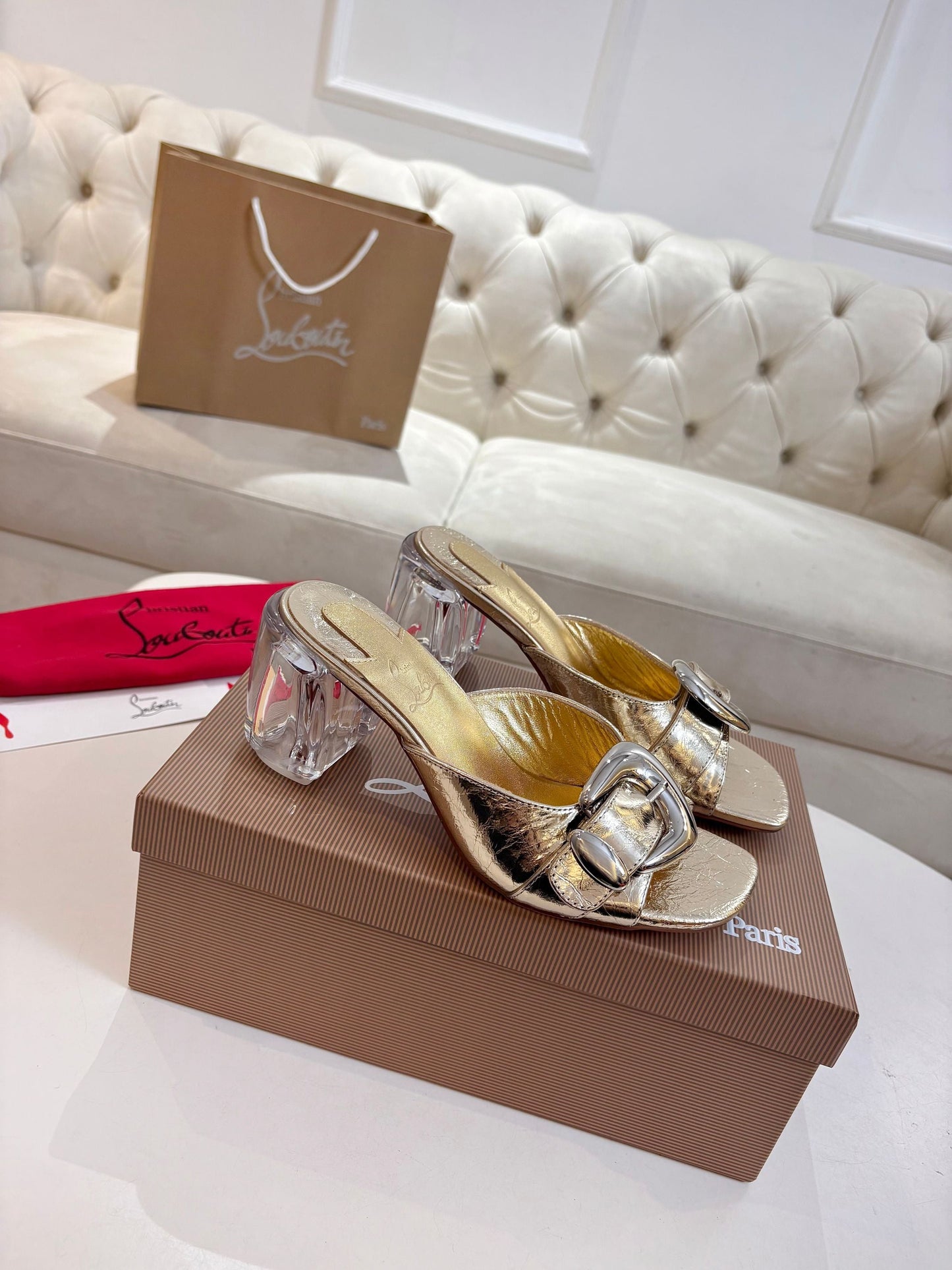 Christian Louboutin 2026 Minny Bubble 70mm Mules PVC Patent Leather 780364
