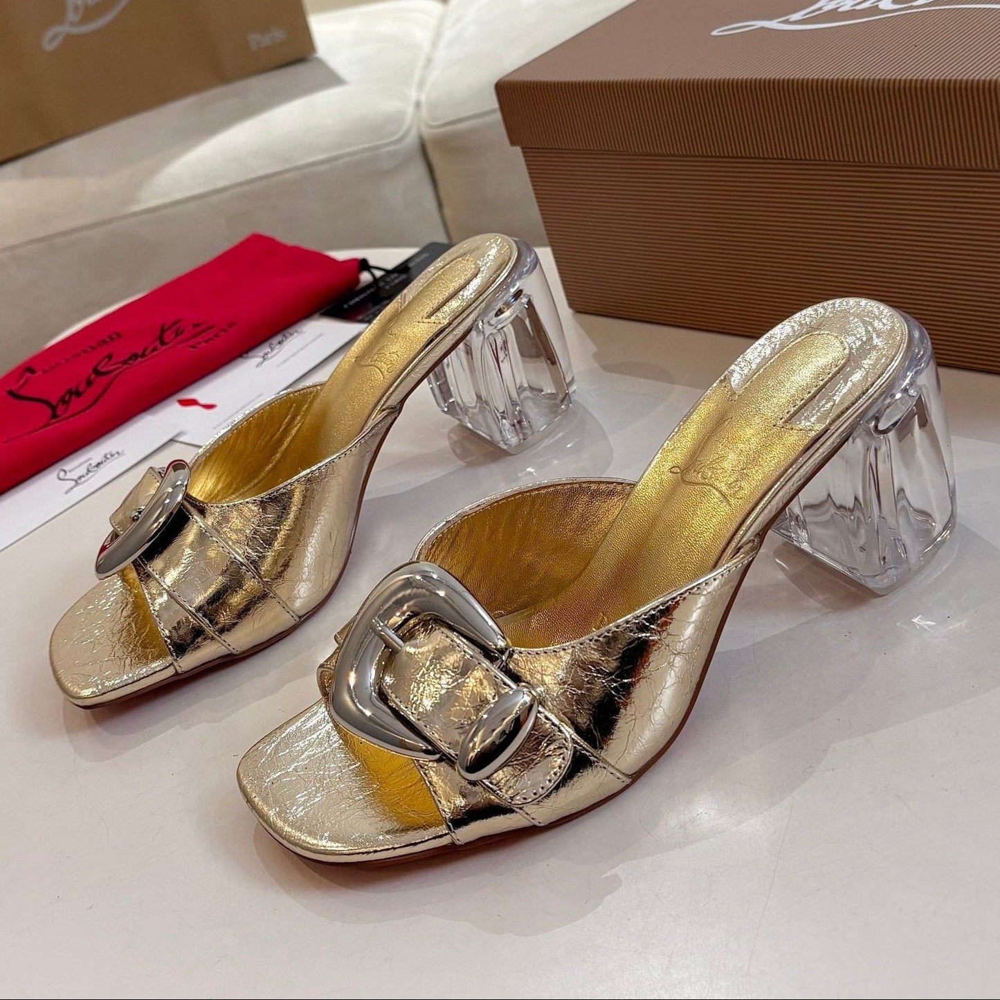 Christian Louboutin 2026 Minny Bubble 70mm Mules PVC Patent Leather 780364