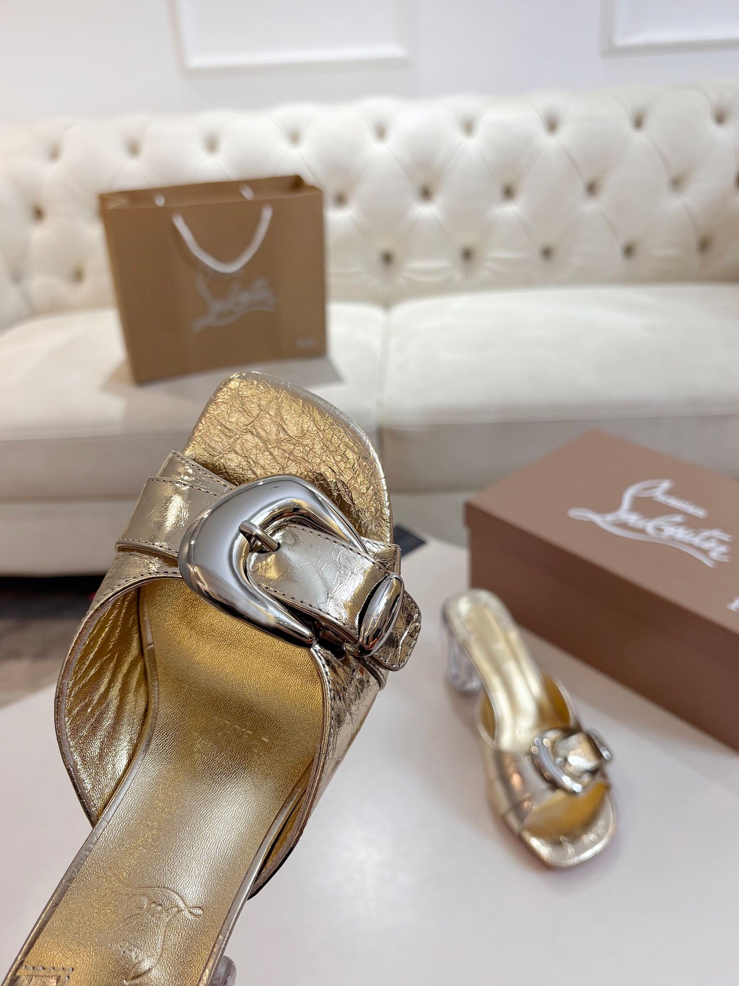 Christian Louboutin 2026 Minny Bubble 70mm Mules PVC Patent Leather 780364