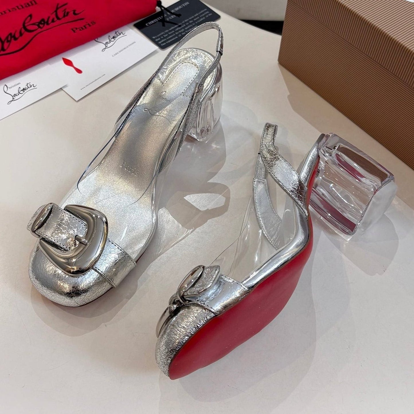 Christian Louboutin 2026 Minny Bubble 70mm Slingback Pumps PVC Patent Leather 780370