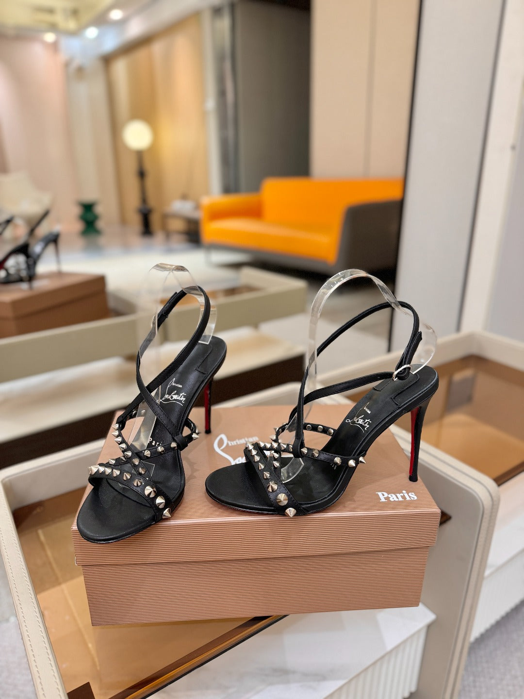 Christian Louboutin Sandal 105mm Spikes Patent Leather 424452