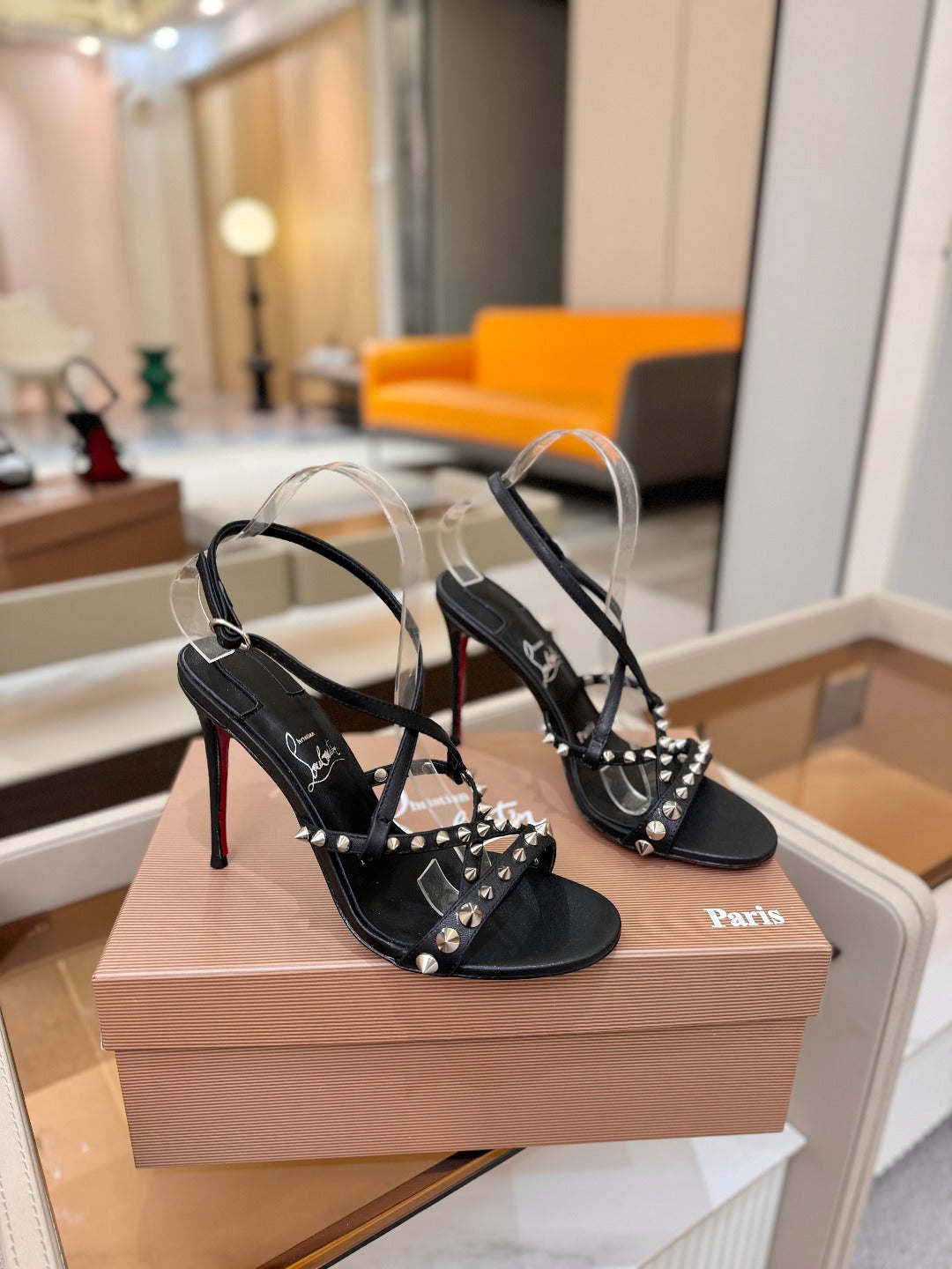 Christian Louboutin Sandal 105mm Spikes Patent Leather 424452