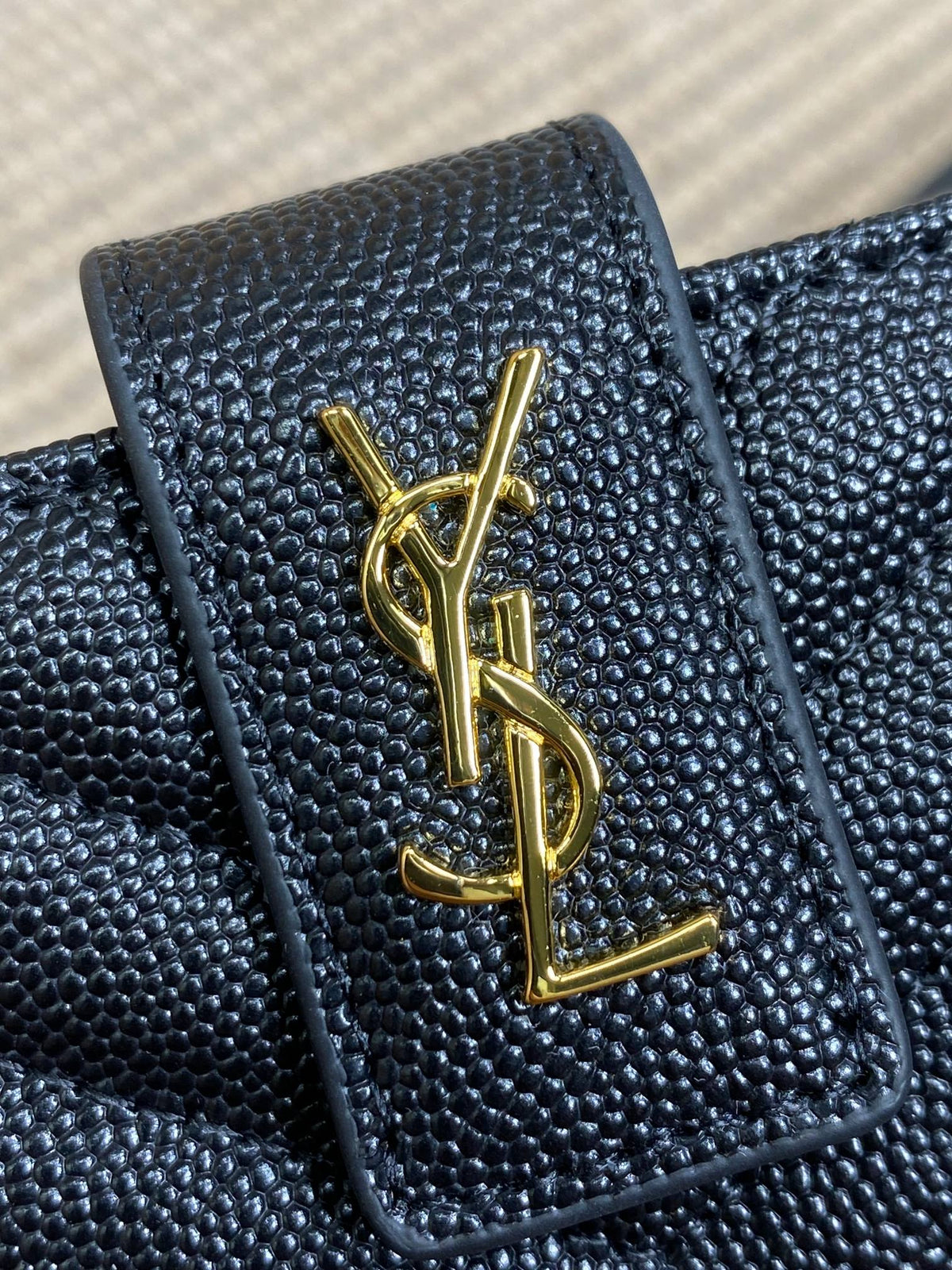 YSL Accordion Card Wallet Black 11cm Caviar Cowhide GHW