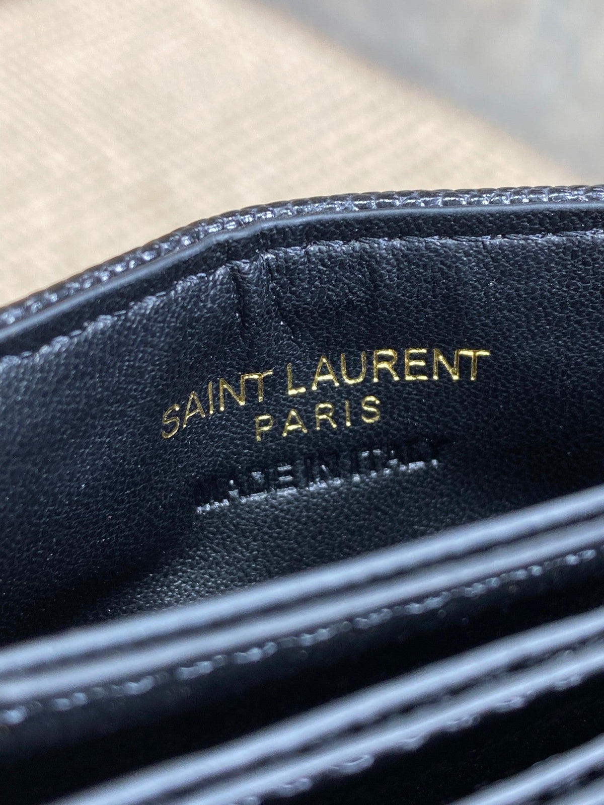 YSL Accordion Card Wallet Black 11cm Caviar Cowhide GHW