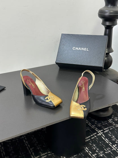 CC 2026 Slingback 75 Black Gold Cowhide 668140
