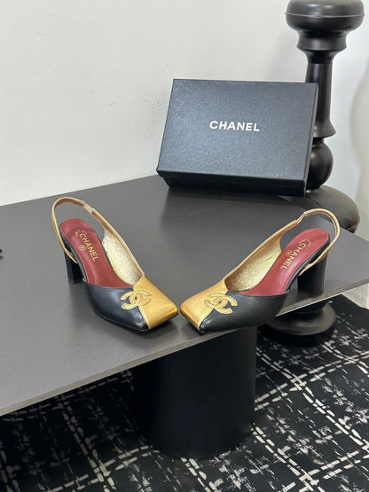 CC 2026 Slingback 75 Black Gold Cowhide 668140