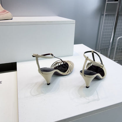 Celine 26 Cage Heeled Sandals 65mm Sheepskin 741768
