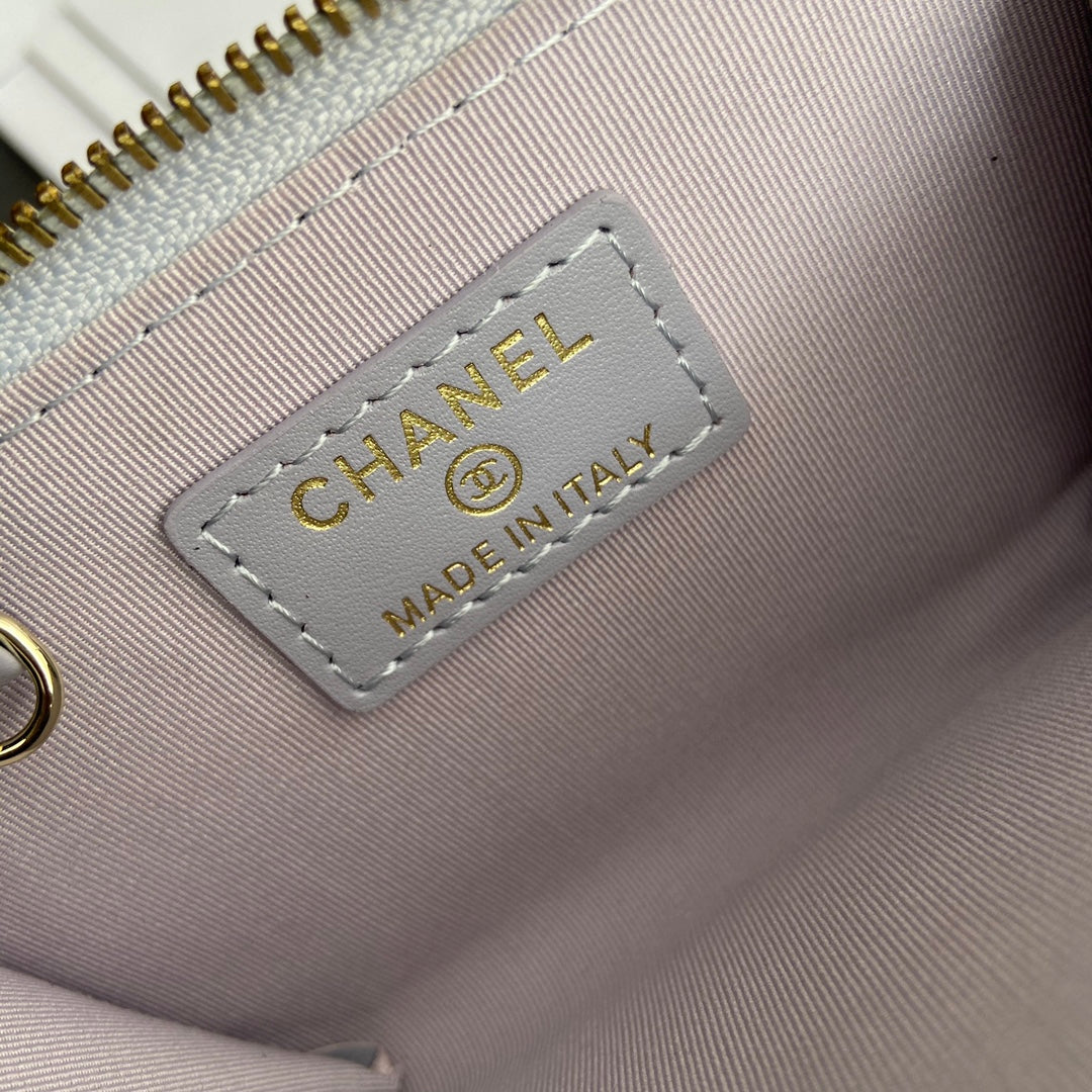 CC Hook & Chain Zipper Card Holder Light Purple Caviar GHW 234717