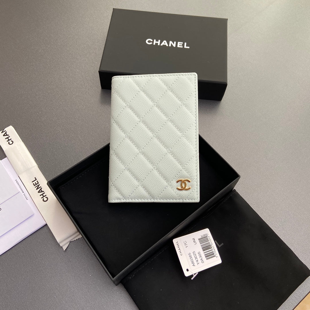 CC Passport Holder Light Blue Caviar 234701