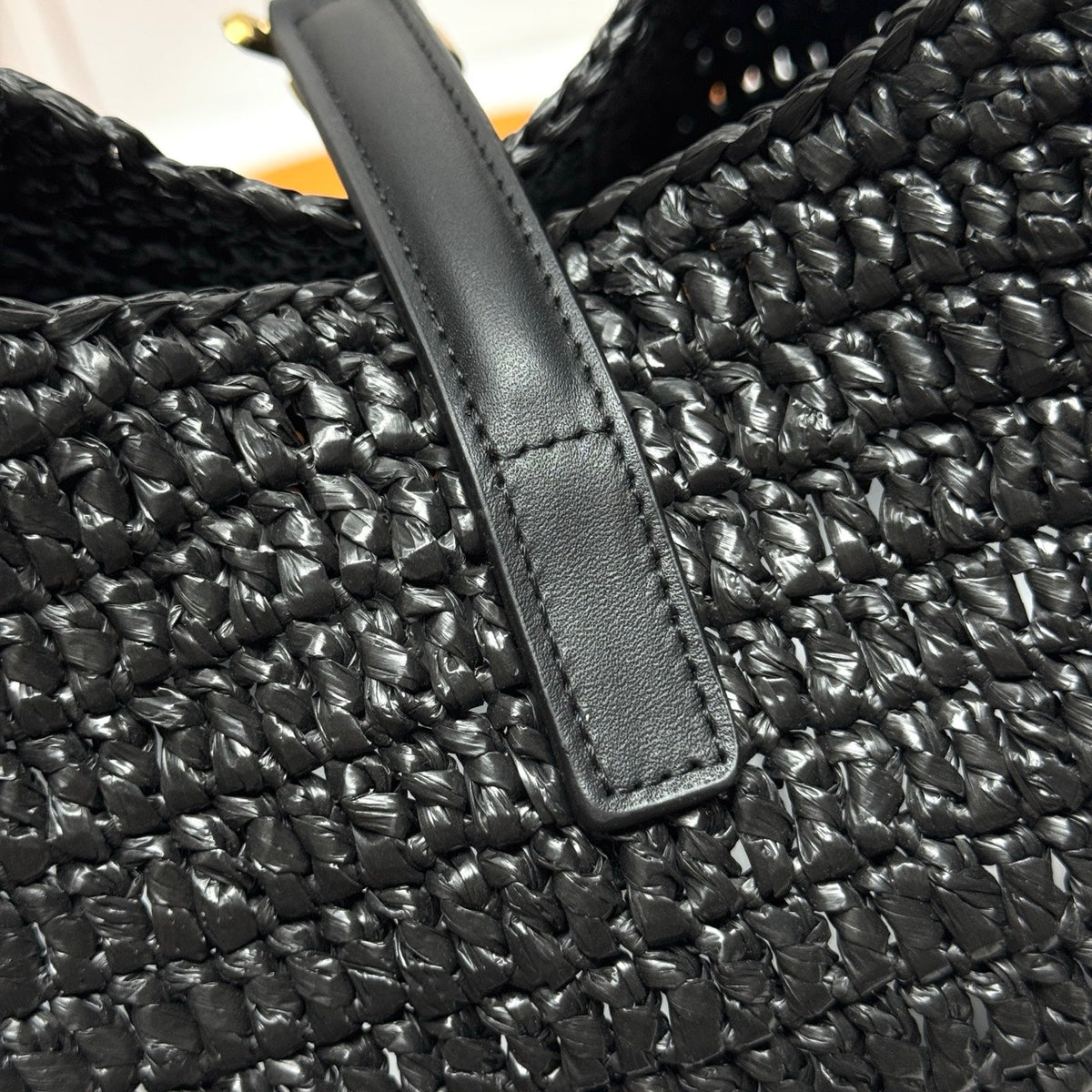YSL 5A7 Large Bag Black Raffia
