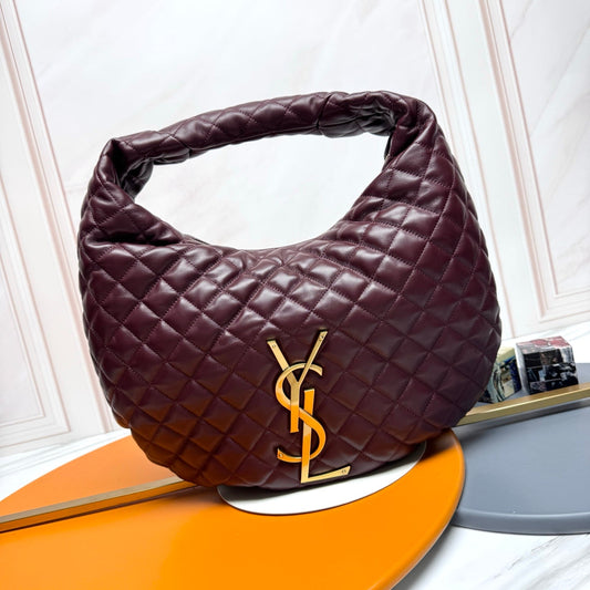 YSL Icarino Large Shoulder Bag Burgundy Quited Leather 286007