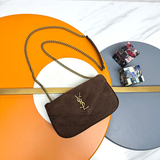 YSL Loulou Mini Bag 20cm Coffee Suede 285677