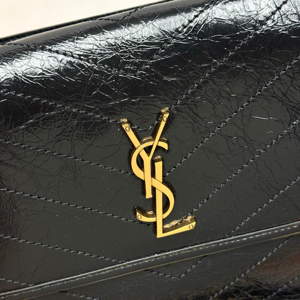 YSL Niki Tripouch Shoulder Bag 28cm Black in Oil-Waxed 285681